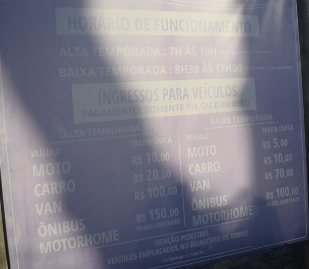 Valor do estacionamento da praia da guarita
