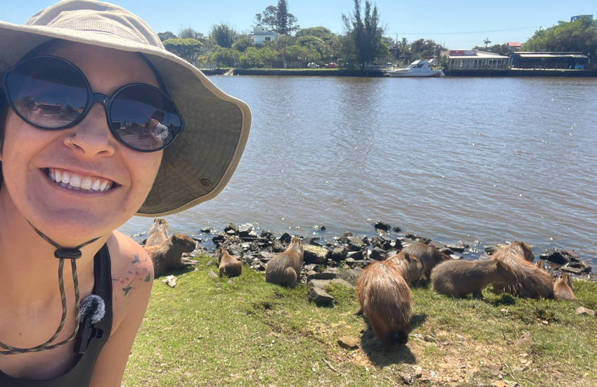 Selfie com as capivaras em torres rs
