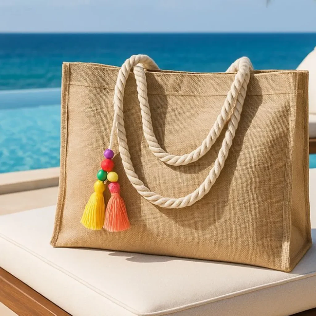 Bolsa De Ombro Praia Piscina Palha Zíper E Forro Impermeável